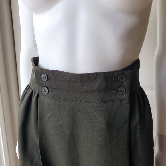 Christian Dior Separates Dark Green 100% Wool Midi Skirt Size 6 - Picture 7 of 9